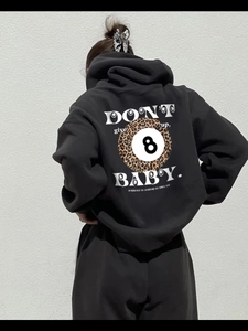Γυναικείο Oversized Hoodie Μείγμα Βαμβακιού Πολυεστέρα Streetwear Hip Hop Casual Γραφικό Γράμμα Λεοπάρ Οκτώ Μπάλες Εκτύπωση Μακρυμάνικο