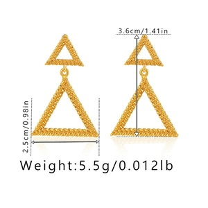 Detailed size specifications of textured 18K gold-plated double layered heart earrings