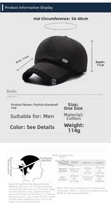 Guida alle taglie per cappello da baseball trapuntato termico da uomo con paraorecchie