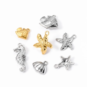 Marine themed stainless steel pendants featuring sea horse, starfish and shell shapes