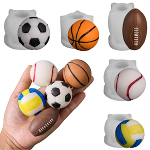 3D Sports Ball Silicone Molds Football Basketball Rugby Baseball Volleyball Shapes For DIY Candle Soap Cake Decorating