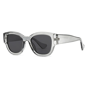 Grey marble oval sunglasses for women featuring stylish transparent frames and grey lenses
