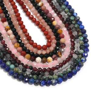 Close-up of colorful faceted natural stone beads for DIY jewelry making and crafts