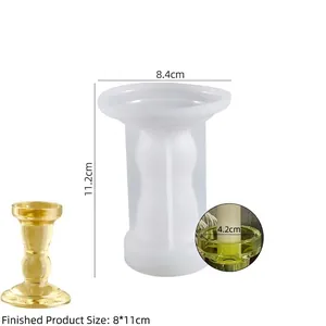 Detail view of Roman column silicone mold showing precise dimensions and candle holder finished product