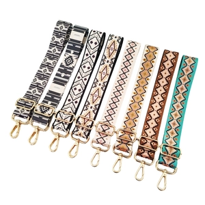 Ethnic bohemian style adjustable wide shoulder straps with colorful geometric patterns