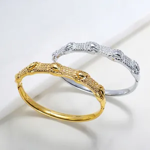 Vintage Stainless Steel Hinged Bangle Bracelet For Women 18K Gold Plated Water Drop Relief Oval Minimalist Jewelry Gift