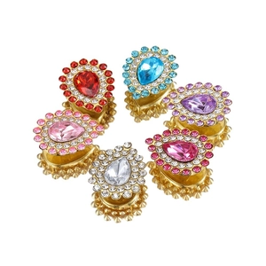 Tear-drop glass claw rhinestones in six colors with gold metal settings for DIY jewelry