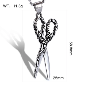Detailed dimensions of the vintage silver scissor pendant showing 58.8mm length and weight
