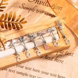 Titanium steel cartilage stud earrings set featuring Pegasus, bows, and gemstone designs