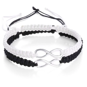 Handgefertigte Gewebte Unendlichkeitssymbol Tai Chi Yin Yang Armbänder Set Für Paare Freunde Verstellbares Seil Mode Schmuck Geschenke