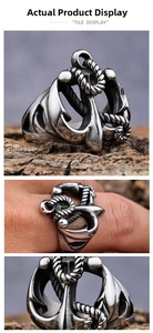 Macro detail of vintage stainless steel anchor ring with nautical rope texture design