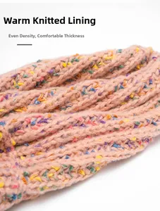 Detailed close-up of pink nep yarn knit lining with soft texture and warm density