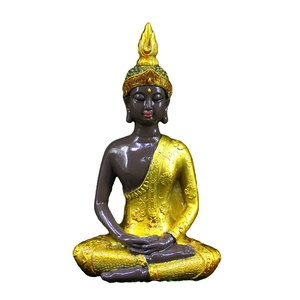 Golden resin Buddha statue in Dhyana Mudra pose for meditation and home zen decor