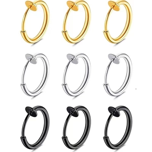 Clip On Hoop Earrings Stainless Steel No Piercing Spring Action Punk Minimalist Unisex Ear Clips Jewelry