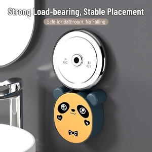 Panda cartoon flip-top wall soap holder with strong load-bearing suction mount