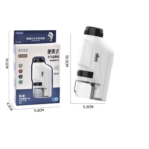 Portable optical microscope with packaging box and detailed dimension measurements