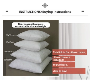 Detail view of white non-woven pillow inner cores available in four different standard sizes