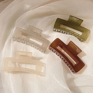 Large Square Hair Claw Clip Acrylic Resin Simple Jelly Matte Finish Elegant Nonslip Strong Hold Accessory For Women Girls