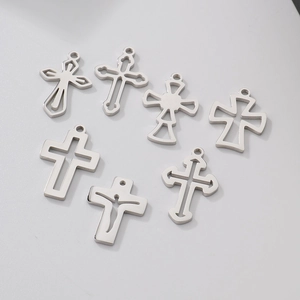 Stainless Steel Hollow Cross Pendants DIY Jewelry Making Necklace Accessories Trendy Stylish Charms