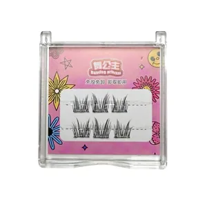 Detail view of self-adhesive fairy style false eyelashes set with reusable sticky band