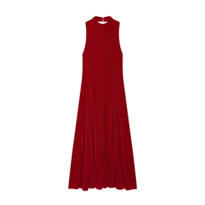 Robe Midi Élégante En Velours Sans Manches Dos Nu Coupe Ajustée Couleur Unie Robe De Soirée Pour Femmes
