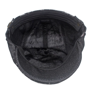 Detail showing the cotton interior, sweatband, and sturdy metal rivets of the newsboy cap