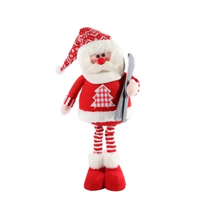 Plush Santa Claus Christmas decoration with knitted sweater and telescopic long legs