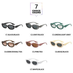 Collage of seven vintage oval sunglasses in various colors with PC frames for sun protection