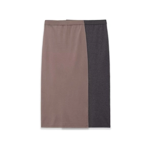 Trendige Damen-Strickröcke mit Stretch in Kaffeebraun und Dunkelgrau, gerade Form