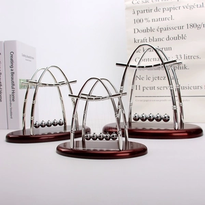 T-shaped Newton's cradle balance balls in three sizes with wooden base for desk decor