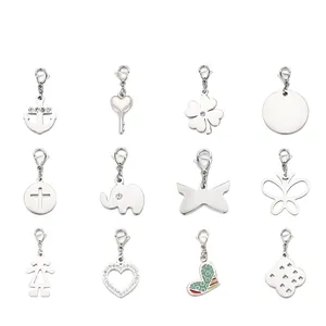 Stainless Steel Charms Pendants With Lobster Clasp For DIY Jewelry Making Anchor Heart Butterfly Elephant Polished Metal Accessories