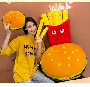 Detail of plush french fries toy with removable pieces and cute facial expressions