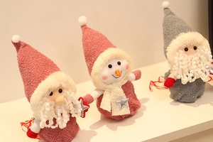 Détails des sacs à pommes festifs avec figurines Père Noël et Bonhomme de neige