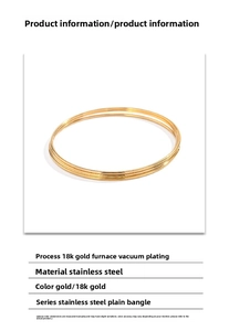 Minimalist 18K gold plated stainless steel bangles product information detail view