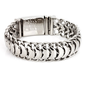 Men's Stainless Steel Keel Chain Bracelet Polished Heavy Duty Dragon Bone Link Jewelry Hip Hop Style