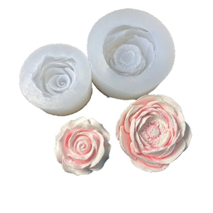 Silicone flower molds for DIY aromatherapy candles and soaps with peony and rose designs