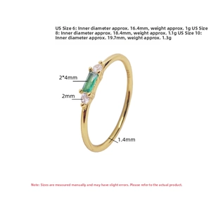 Detailed close-up of S925 sterling silver gold ring with emerald green zircon and 1.4mm band