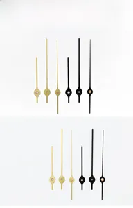 Detail view of clock hands in gold and matte black finish, model 1055 and 142# aluminum sets