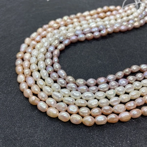 Natural freshwater pearl strands in white pink peach and purple for DIY jewelry making