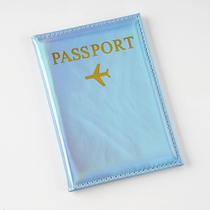 Funda Para Pasaporte De Cuero PU Láser Holográfico Brillante Impermeable Estuche De Viaje Moderno Icono De Avión Protector