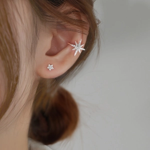 Star Ear Bone Clip Copper Zircon North Star Non Piercing Ear Cuff Simple Fashion Light Luxury For Women