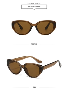 Lunettes de soleil œil de chat marron pour femmes avec monture en résine et UV