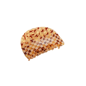 Elegant French acetate claw clip featuring brown amber checkerboard pattern for hair styling