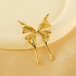 Elegant gold angel wing butterfly earrings made of premium titanium steel for women