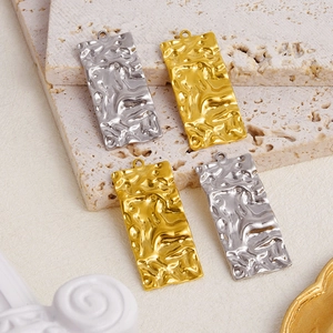 Hammered rectangular pendants in gold and silver finish for DIY jewelry making