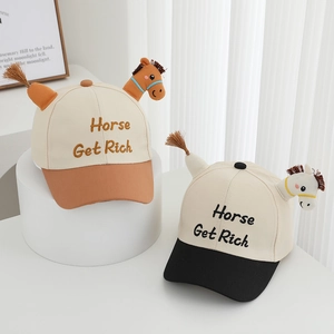Casquette De Baseball Enfants Décor Cheval 3D Chapeau Soleil Coton Broderie Dessin Animé Nouveauté Pour Tout-Petit
