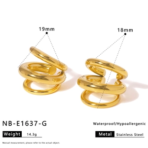 Detailed view of 18K gold plated stainless steel ear cuffs with 19mm and 18mm dimensions
