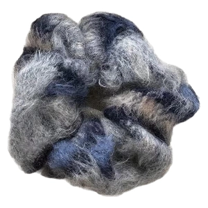 Chouchou d'hiver chic en fausse fourrure gris foncé et bleu pour des coiffures élégantes