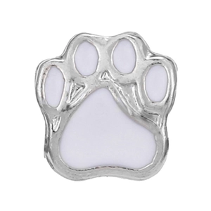 Silberner Tierpfoten-Charm mit weißem Emaille für DIY-Armbandschmuck