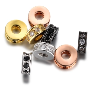 Polished copper zircon spacer beads for DIY jewelry in gold, rose gold, and silver finishes